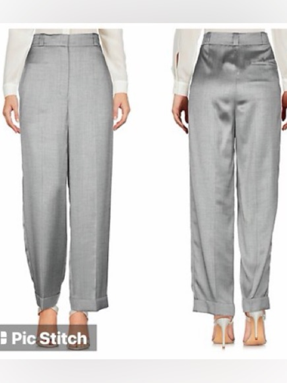 THEORY Womens Silk blend High Waist Straight Leg Cuff Pants Size 2